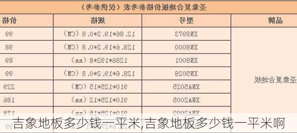 吉象地板多少钱一平米,吉象地板多少钱一平米啊