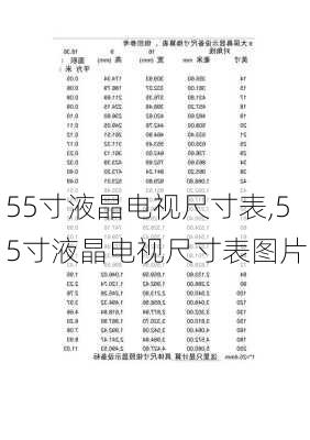 55寸液晶电视尺寸表,55寸液晶电视尺寸表图片