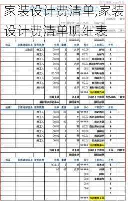 家装设计费清单,家装设计费清单明细表