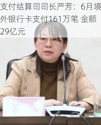 
支付结算司司长严芳：6月境外银行卡支付161万笔 金额29亿元