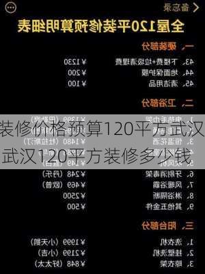 装修价格预算120平方武汉,武汉120平方装修多少钱