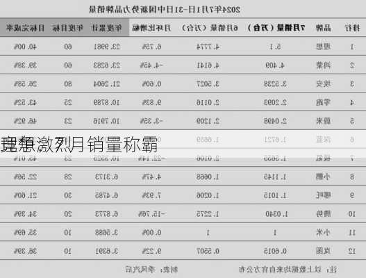 理想：7 月销量称霸  
竞争激烈