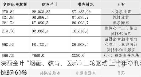 陕西金叶“烟配、教育、医养”三轮驱动 上半年净利润增长37.61%