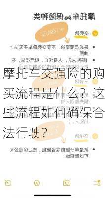 摩托车交强险的购买流程是什么？这些流程如何确保合法行驶？