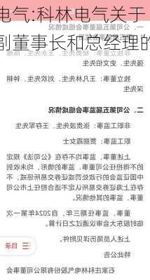 科林电气:科林电气关于
董事长、副董事长和总经理的公告