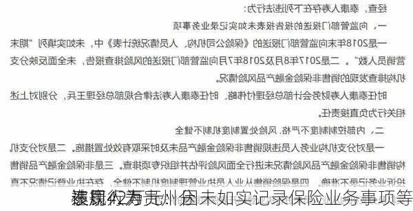 泰康人寿贵州分
被罚42万元：因未如实记录保险业务事项等
违规行为