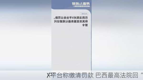 X平台称缴清罚款 巴西最高法院回“
户”