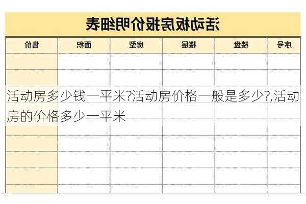 活动房多少钱一平米?活动房价格一般是多少?,活动房的价格多少一平米