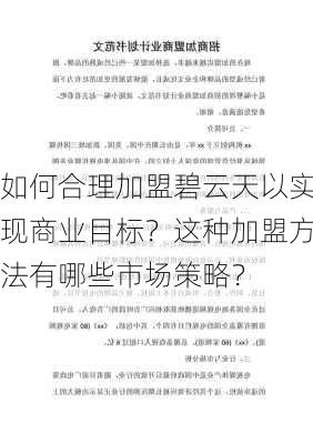 如何合理加盟碧云天以实现商业目标？这种加盟方法有哪些市场策略？